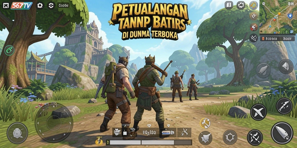 Tampilan gameplay 567TV dengan berbagai karakter dan quest menarik.