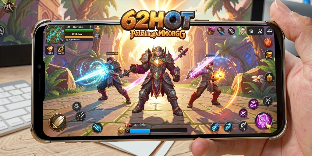 Screenshot gameplay 62HOT menampilkan pertarungan epik dalam dunia MMORPG.
