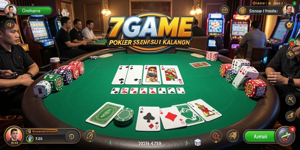 Screenshot 7GAME menampilkan pemain asyik bermain poker.