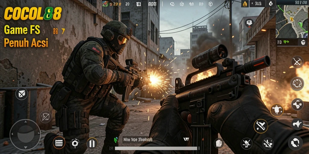 Tampilan gameplay COCOL88 yang penuh aksi FPS.