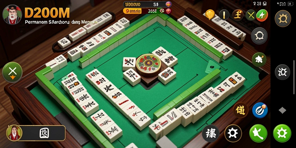 Screenshot D200M menampilkan gameplay Mahjong yang memukau dan menantang.