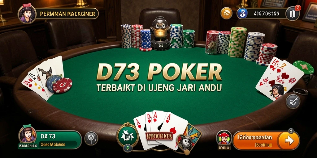 Screenshot gameplay D73 yang menunjukkan aksi seru dalam permainan Poker.