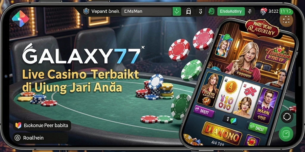 Screenshot utama GALAXY77 menampilkan gameplay Live Casino yang mengasyikkan.