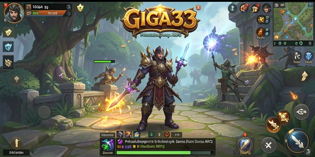 Screenshot menampilkan pertarungan epik dalam GIGA33 dengan aksi ARPG yang mendebarkan.