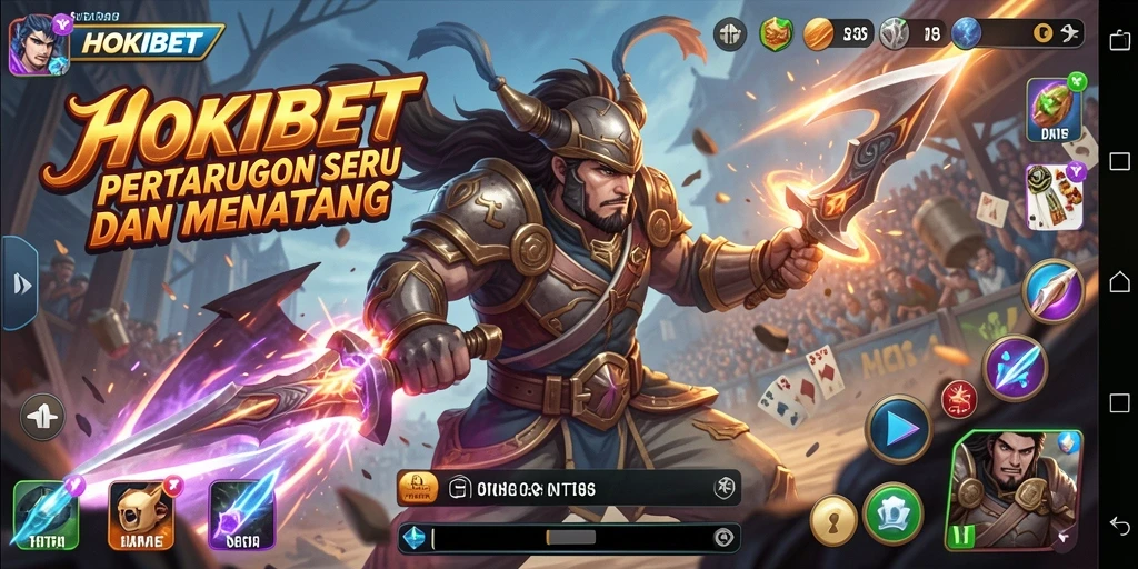 Screenshot gameplay HOKIBET menunjukkan pertarungan seru dan dinamis.