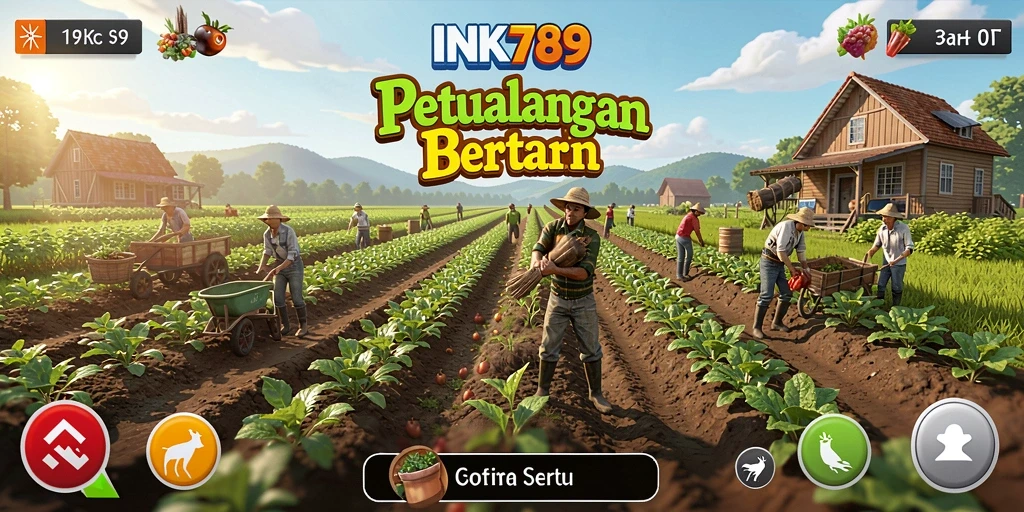 Tampilan menarik pertanian dalam gameplay INK789.