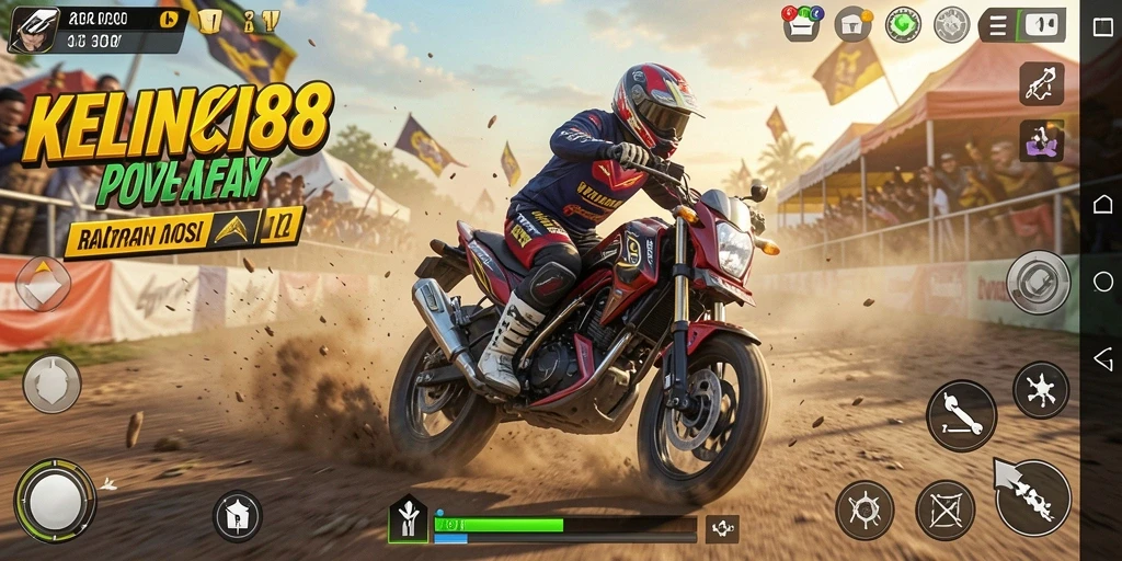 Tampilan gameplay balapan motor yang mendebarkan dalam KELINCI88.