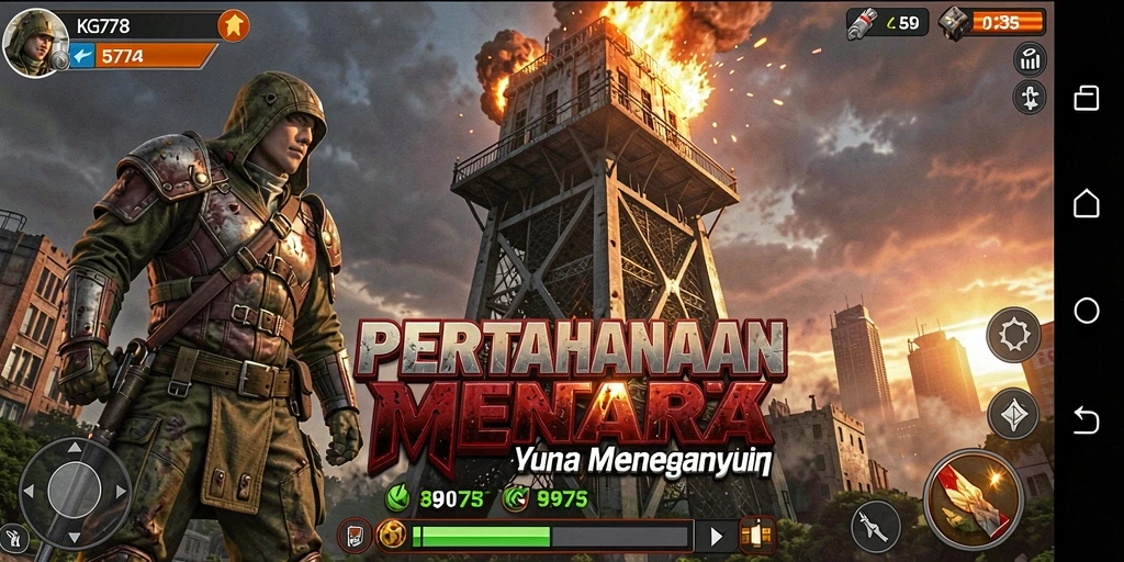 Tampilan gameplay KG778 menampilkan menara menembak yang strategis.
