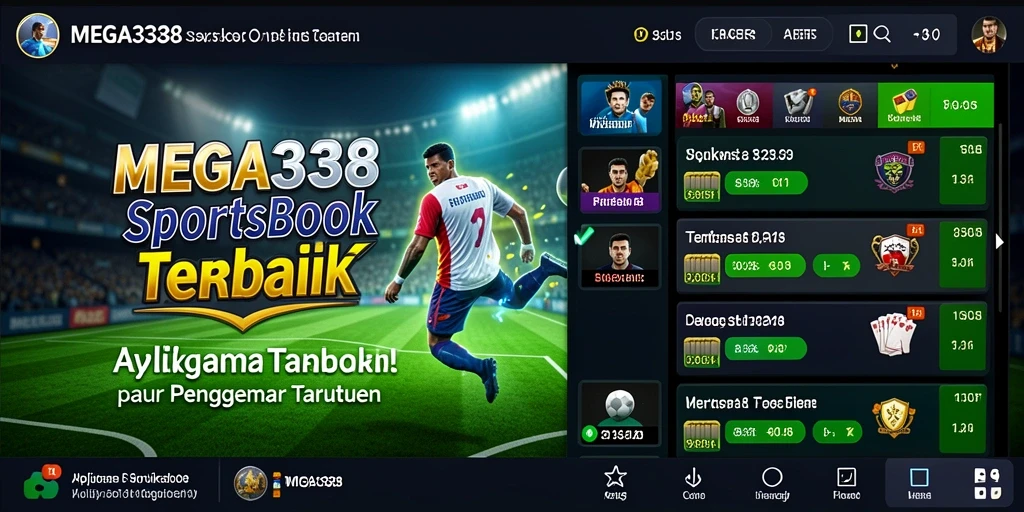 Tampilan screenshot utama MEGA338 saat taruhan olahraga.