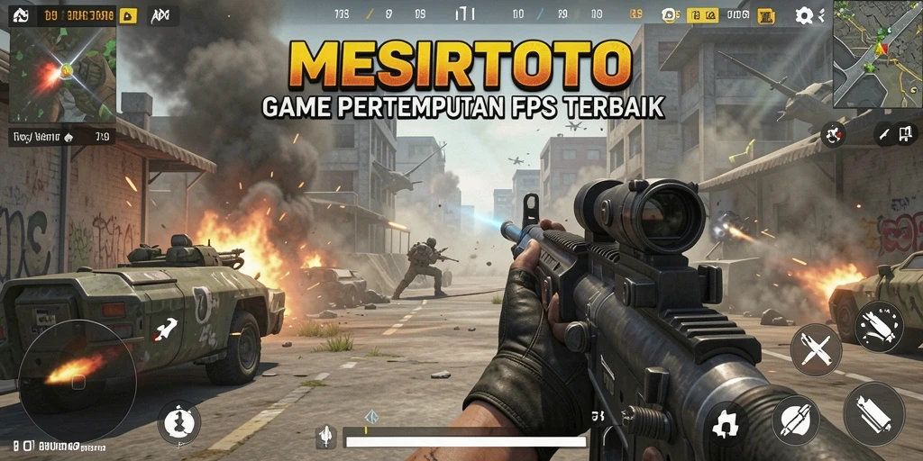 Screenshot utama MESIRTOTO menampilkan aksi pertempuran seru dalam gameplay FPS.