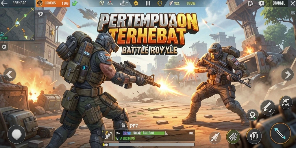 Tampilan seru gameplay PP7 dengan aksi Battle Royale yang mendebarkan.