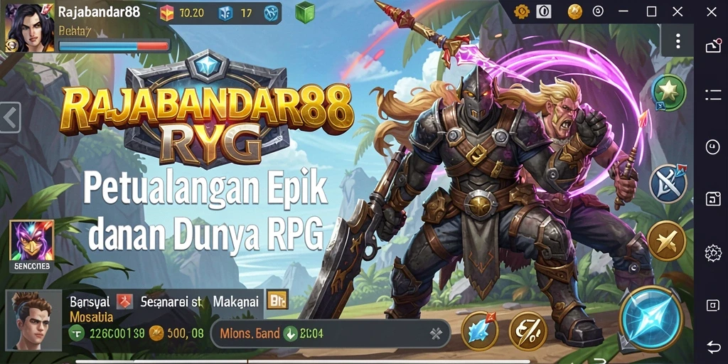 Screenshot menampilkan aksi seru di RAJABANDAR88 dengan karakter yang sedang bertarung.