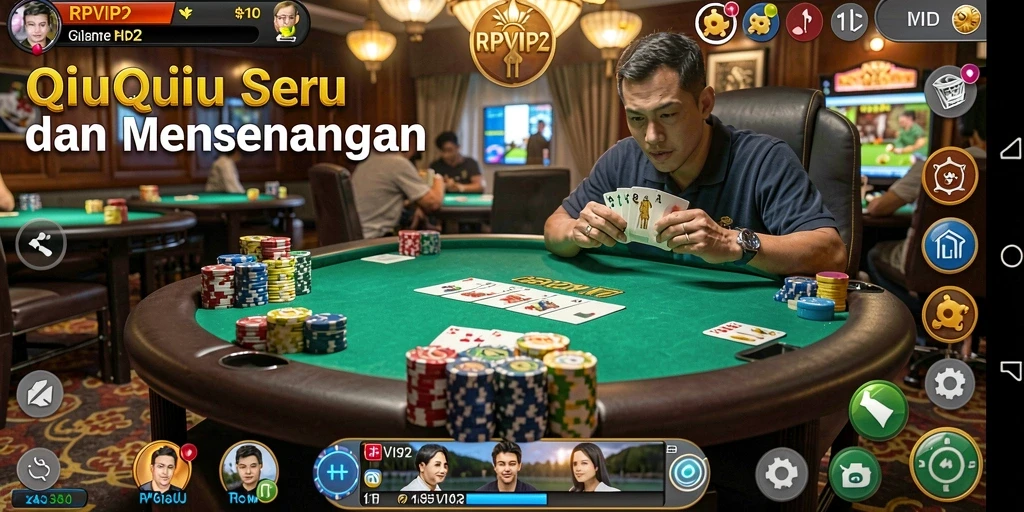 Tampilan menarik dari gameplay RPVIP2 dengan kartu QiuQiu.