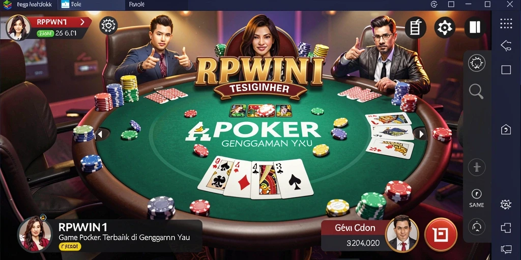 Screenshot gameplay RPWIN1 yang menampilkan permainan poker yang intens.