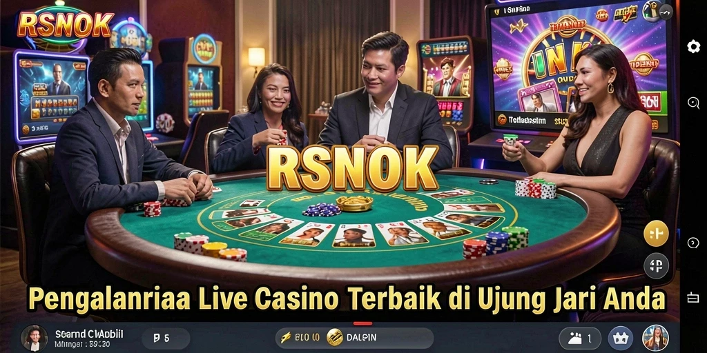 Tangkapan layar gameplay Live Casino RSNOK yang menampilkan dealer dan pemain berinteraksi.