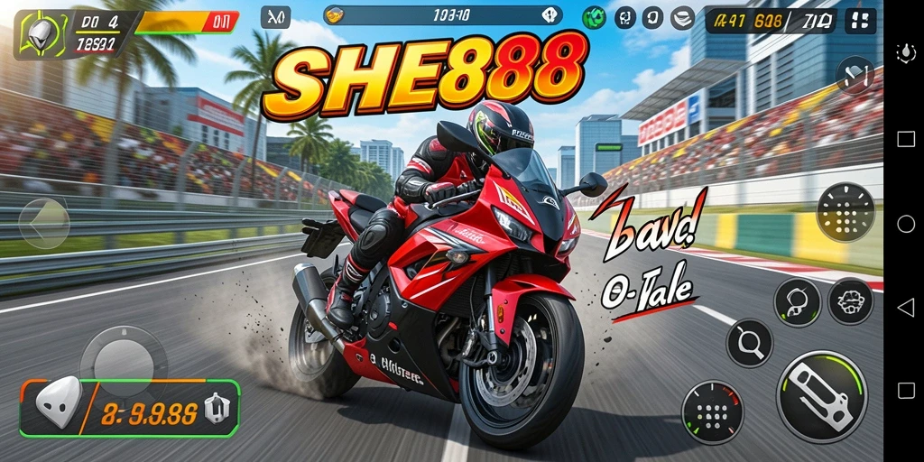 Gameplay seru balap motor di SHE888 dengan grafis menawan.