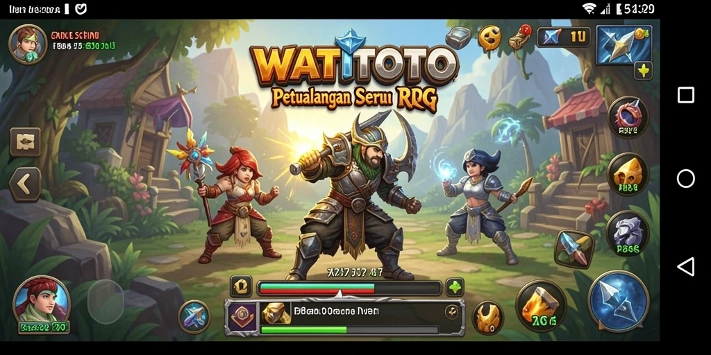 Tampilan gameplay epik dan penuh aksi dalam WATITOTO.