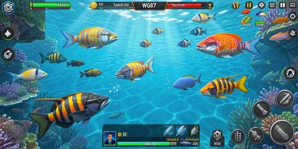 Tampilan seru dalam gameplay Tembak Ikan WG87.